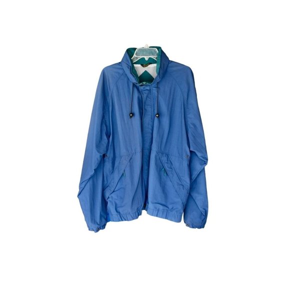Men's Vintage Field & Stream Blue Zip up Windbreaker Zipped Hood XL - Picture 1 of 9